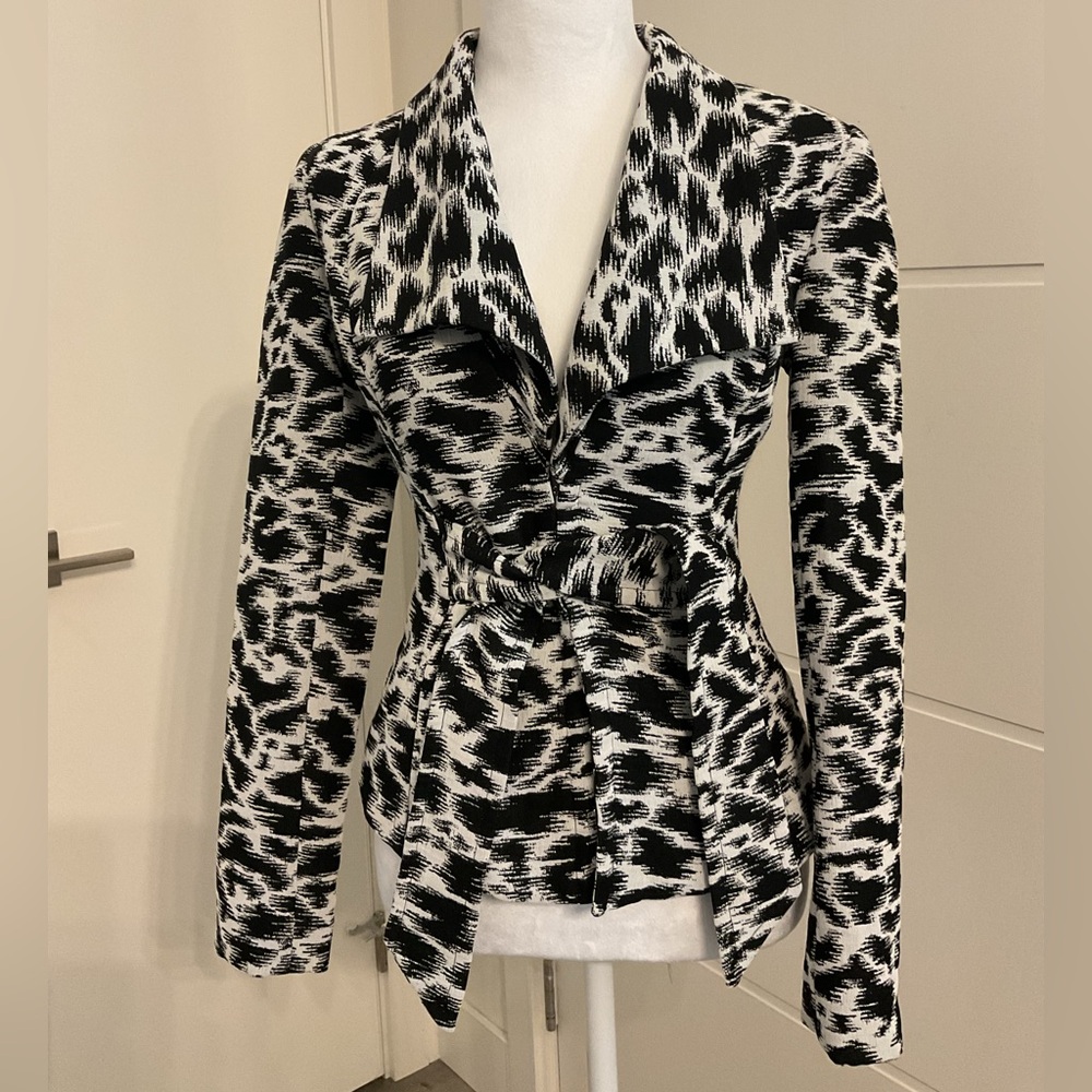 Le Chateau Black and White Animal Print Blazer
